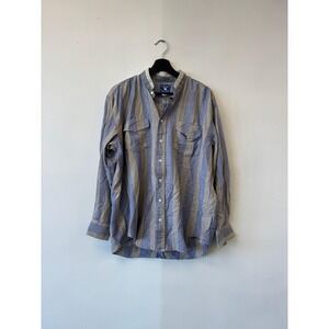 Vintage Texas Cotton Shirt Mens Large Western Striped Button Up Long Sleeve